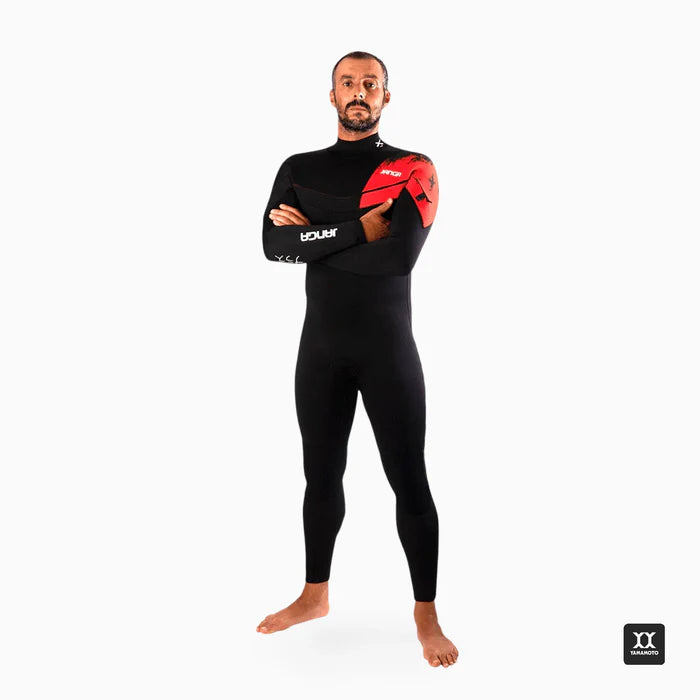 PRO X-ZIP Black / Red Full Suit 4/3