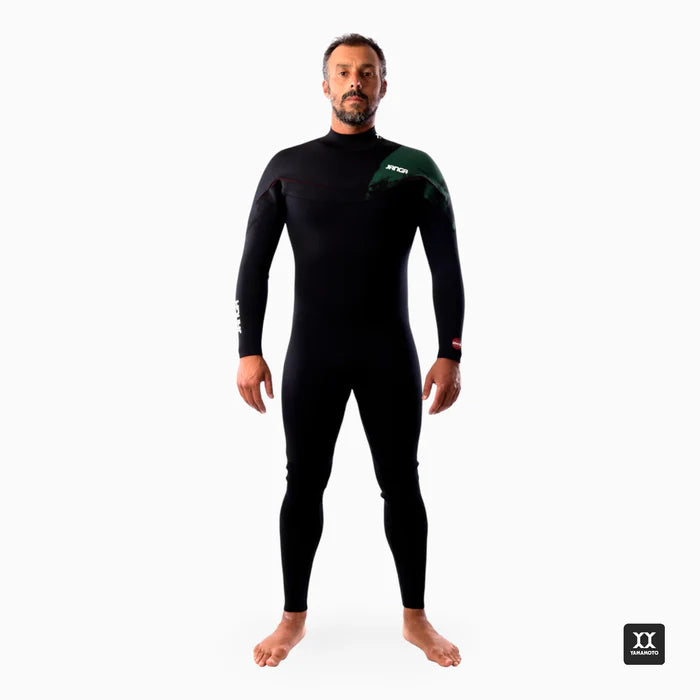 PRO X-ZIP Black / Green Full Suit 4/3