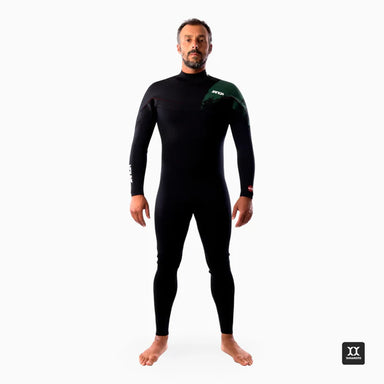 PRO X-ZIP Black / Green Full Suit 4/3 Front